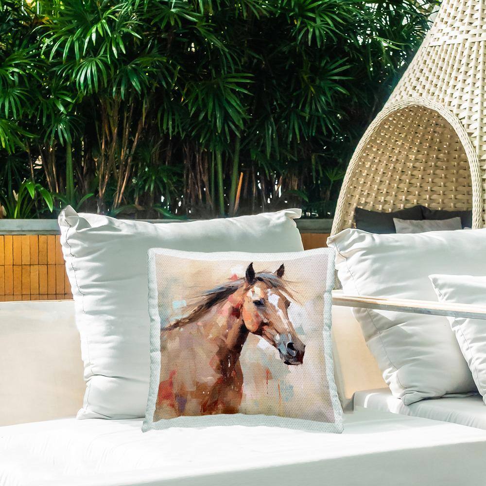 Abstract Brown Horse Outdoor Square Throw Pillow