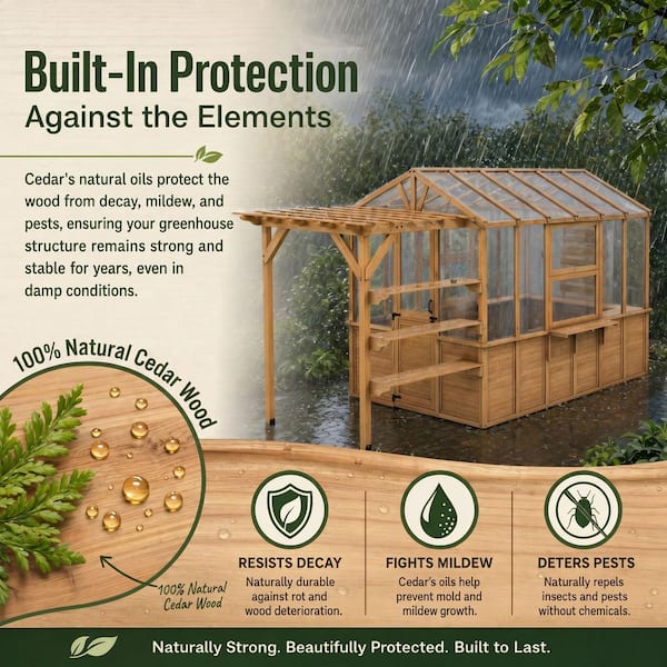 FUFU&GAGA 15.8 ft. W x 9.1 ft. D x 8.5 ft. H Premium Cedar Natural