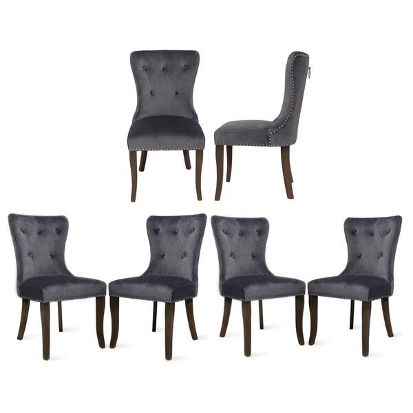 Gray Upholstered Dining Chair Set Of 6, Black Upholstered Dining Chairs Set Of 6