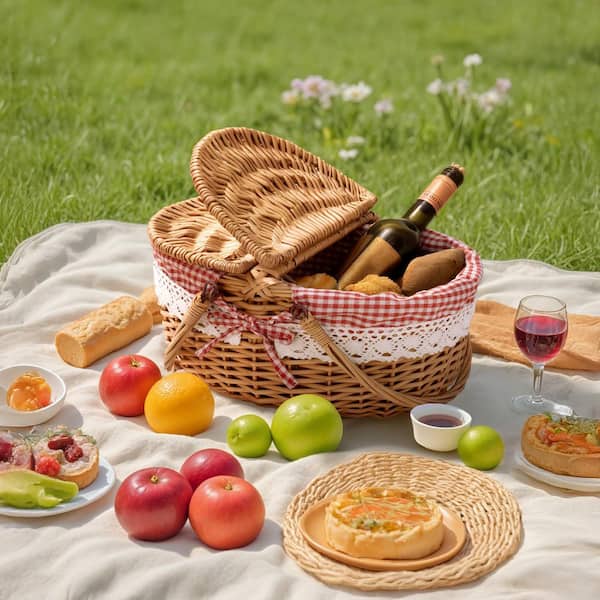 t.h　CDL Mini Basket/Limited Tee/ノベルティ Wudkey Red Lining Natural Willow Picnic Basket with Lid and Handle