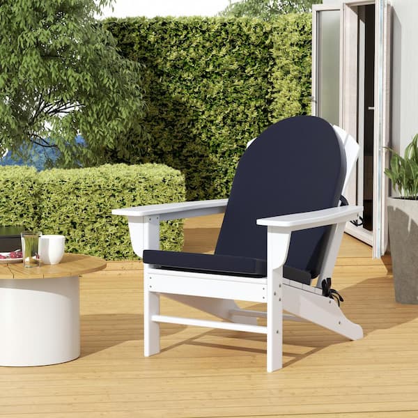 Addison 1 Piece 20.3 in. x 47 in. Beige Outdoor Patio Adirondack Chair Seat Pillow Cushion in Navy Blue