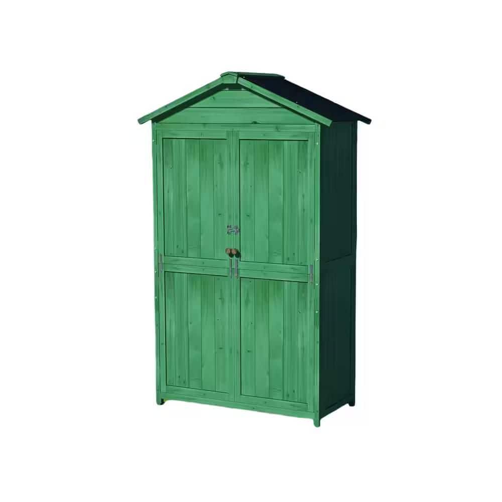 35.7 in. W x 18.1 in. D x 66.1 in. H Green Wood Outdoor Storage Cabinet, To