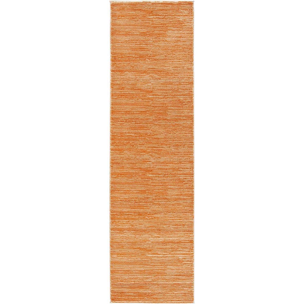 Orange Polypropylene 2 ft. 2 in. x 8 ft. Solid Color Indoor Runner Rug
