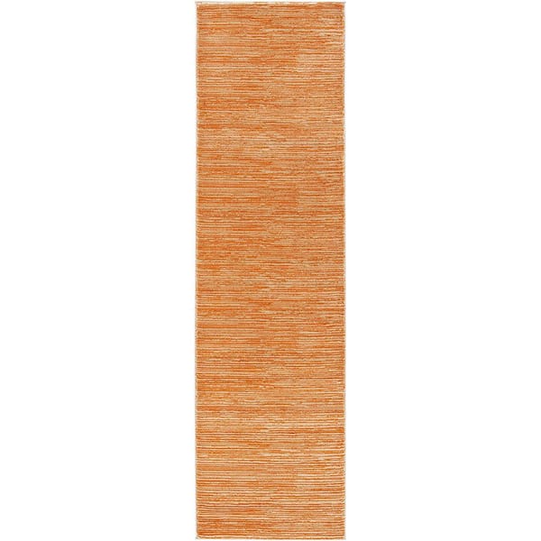 Unbranded Orange Polypropylene 2 ft. 2 in. x 8 ft. Solid Color Indoor Runner Rug