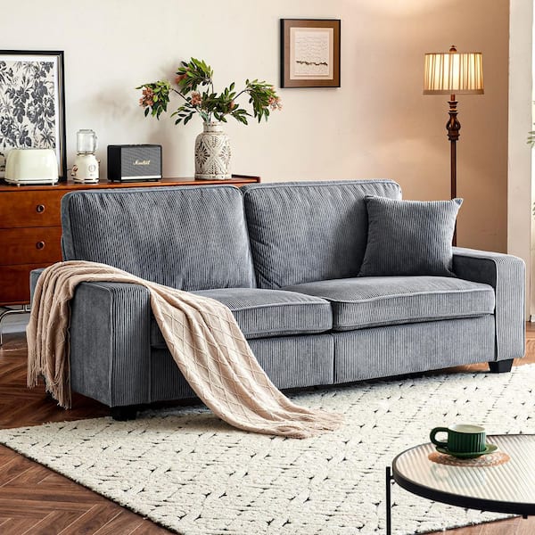 82.68 in. Dark Grey Corduroy 2-Seater Loveseat