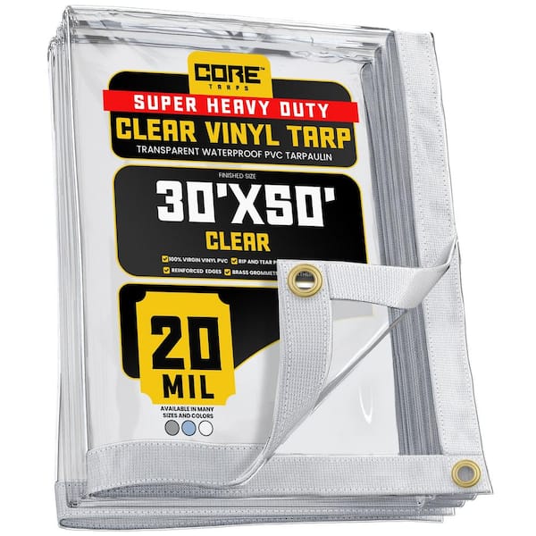 CORE TARPS 30ft. X ft. 50 Clear Extreme Heavy Duty 20 Mil Vinyl Tarp