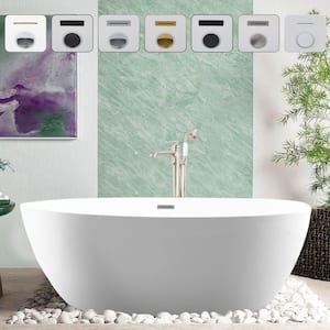 Chartres 59 in. Acrylic Flatbottom Freestanding Bathtub in White