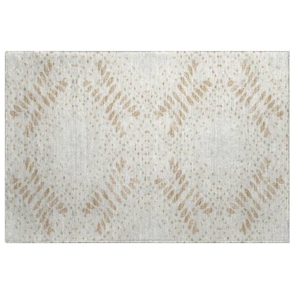 Dream Shag Premium Machine Washable Abstract ADS778 Beige 3 ft. x 4 ft. Area Rug
