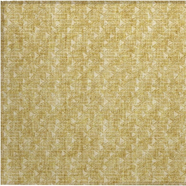 Gold 2 ft. x 3 ft. Geometric Indoor/Outdoor Area Rug