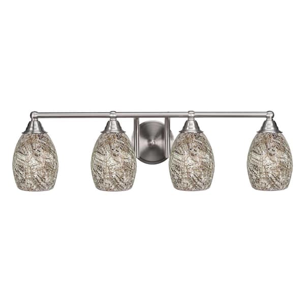 Unbranded Madison 7 in. 4-Light Bath Bar, Brushed Nickel, Natural Fusion Glass Vanity Light