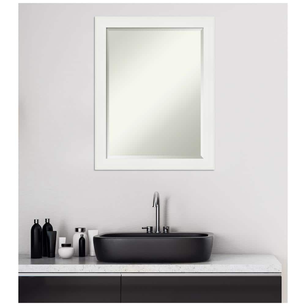 White Matte Rectangular Wall Mounted Bath Mirror