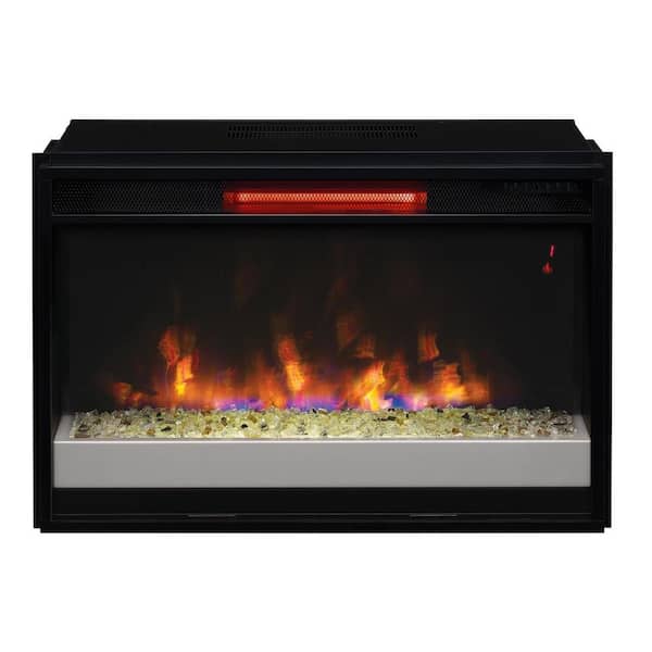 Unbranded 26 in. Contemporary Infrared Quartz Electric Fireplace Insert with Flush-Mount Trim Kit for In-Wall Installation