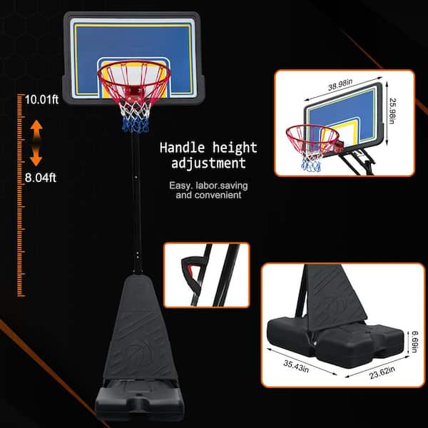 Sudzendf Blue 38.97 in. W Portable Basketball Hoop with