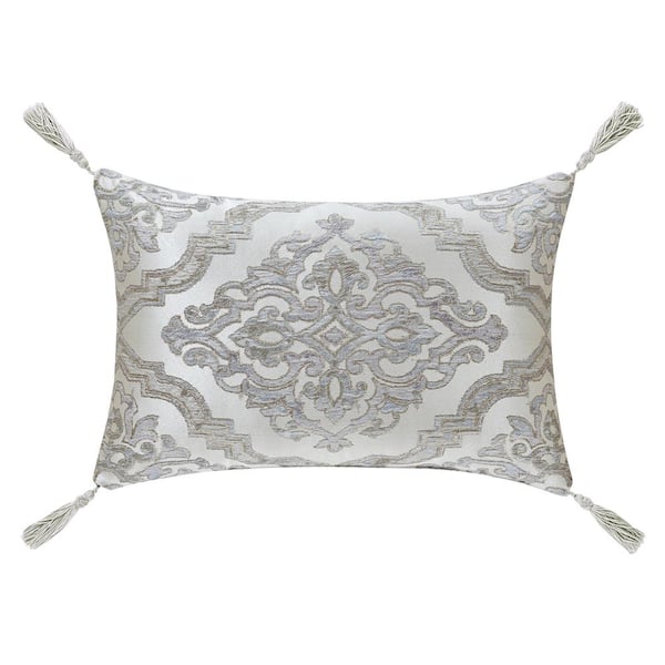 Unbranded Tammy Silver Polyester Boudoir 15x21" Decorative Throw Pillow