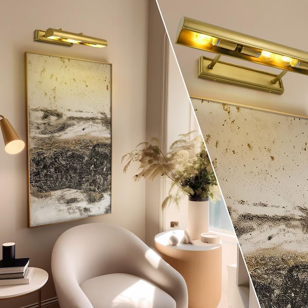 24 In. Dimmable Wall Mounted Brass Picture Light, Adjusted Up and Down, for Gallery, Living Room, Library, Portrait