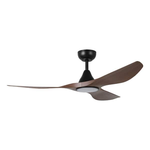 Surfline 52 in. Indoor Black Ceiling Fan with Warm White Integrated LED