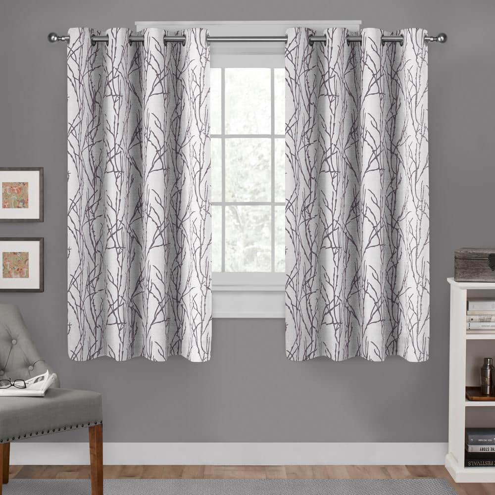 Branches Black Pearl Light Filtering Linen Blend Grommet Curtain Panel Pair