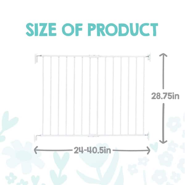 24 in. - 40.5 in. Top of Stairs Baby Gate, Hardware Mounted, White