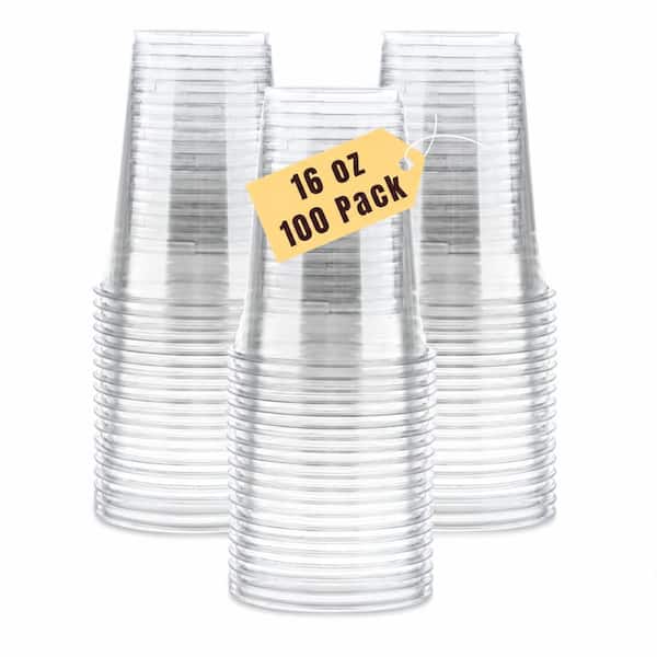 100-Pack 16 oz Clear Disposable Plastic Cups BPA-Free PET Tumblers for Parties Weddings and Cocktails