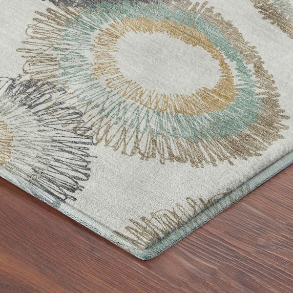 Mayfield Premium Machine Washable Abstract AMF2278 Ivory 5 ft. x 7 ft. 6 in. Area Rug