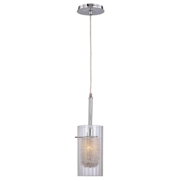 Illumine Designer Collection 1-Light Chrome Pendant with Clear Glass