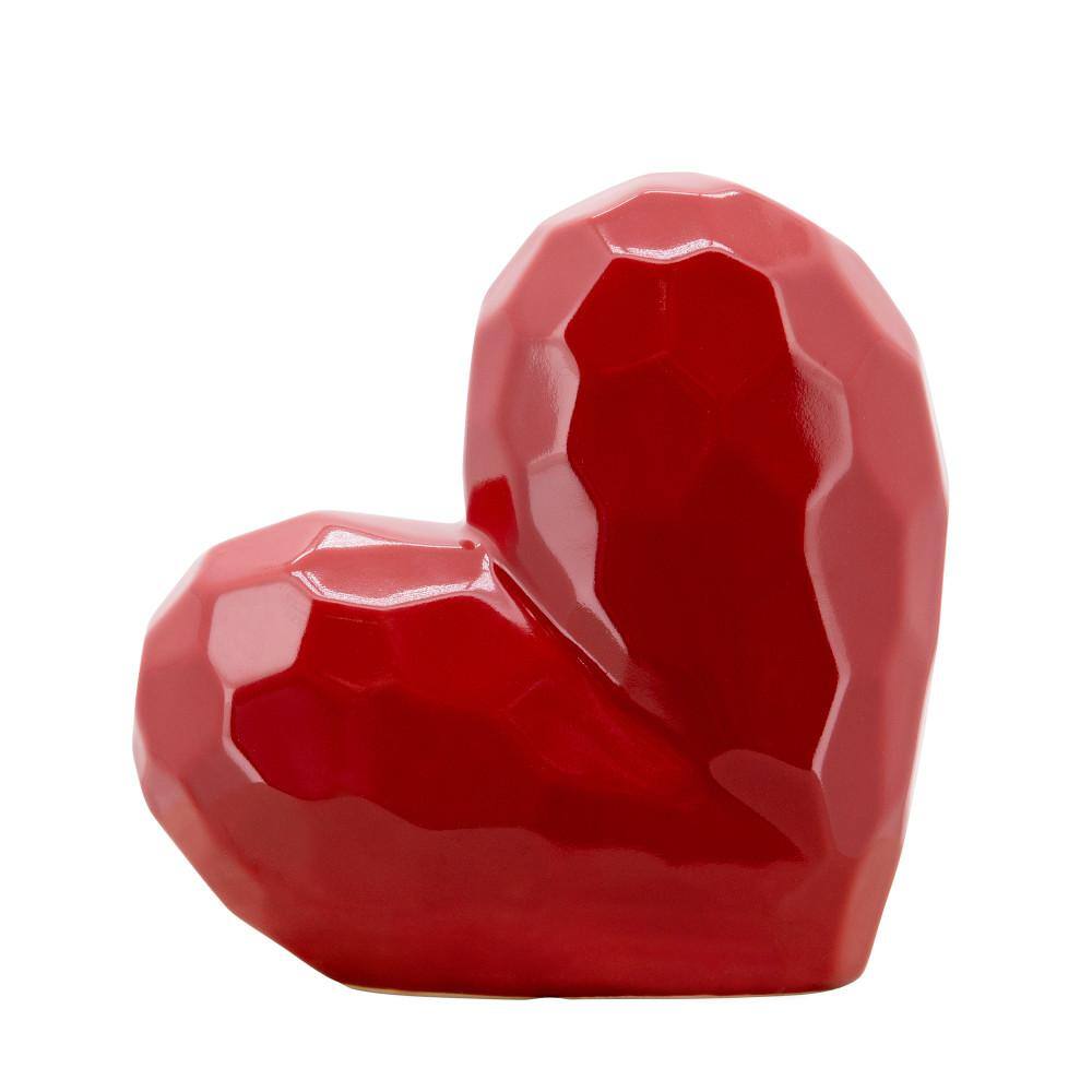 Red Faceted Ceramic Heart Wall Mounted Sculpture