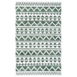 Augustine Green/Ivory 4 ft. x 6 ft. Native American Chevron Striped Area Rug