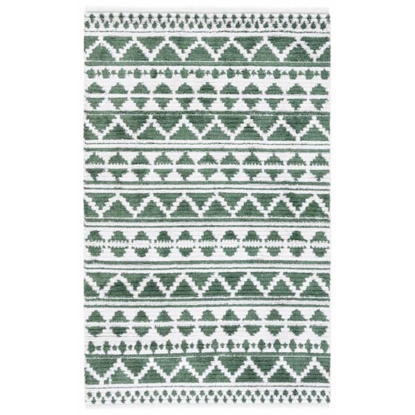 SAFAVIEH Augustine Green/Ivory 4 ft. x 6 ft. Native American Chevron Striped Area Rug