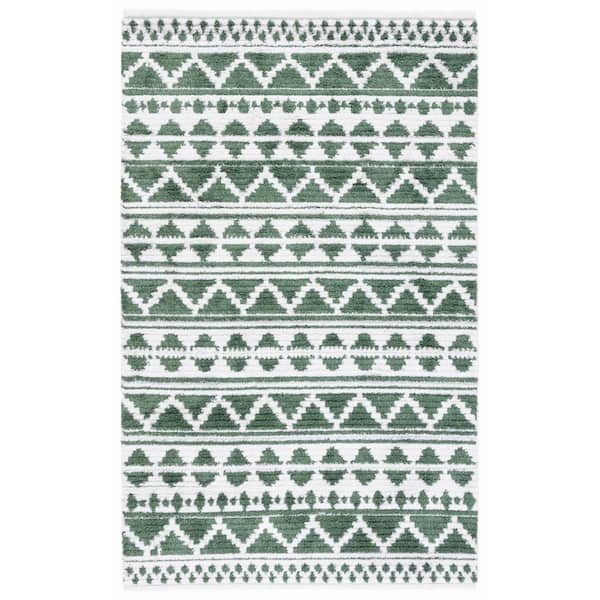 SAFAVIEH Augustine Green/Ivory 6 ft. x 10 ft. Native American Chevron Striped Area Rug