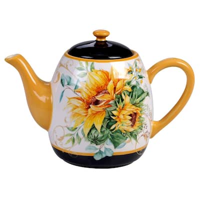 Sunflower Fields 40 oz. 4-Cup Multicolored Teapot
