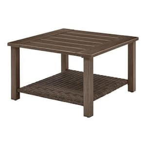 Tilson Heights Brown Wicker Outdoor Patio Coffee Table and Storage Table
