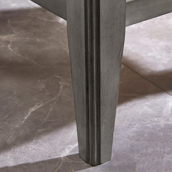 Laurent 16 in. Smoke Gray Rectangle Solid Wood Drawer Chairside Table with Shelf