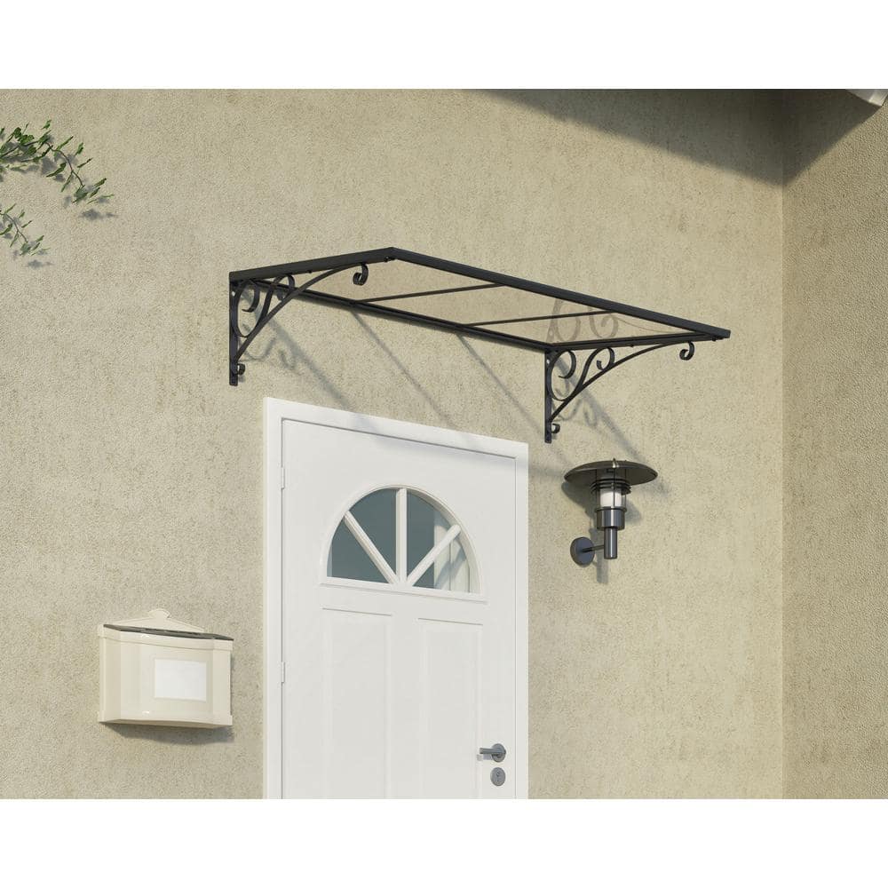 Venus 4' x 3' Clear Polycarbonate and Gray Aluminum Door Awning