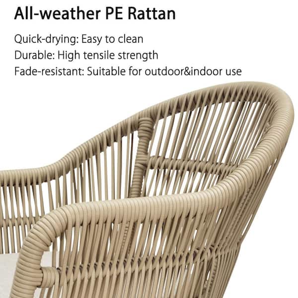 11 Piece Aluminum All-Weather PE Rattan Rectangular Outdoor Dining Set with Cushion, Champagne