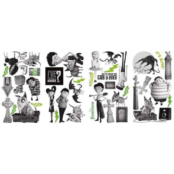 Unbranded 10 in. x 18 in. Frankenweenie 39-Piece Peel and Stick Wall Decals