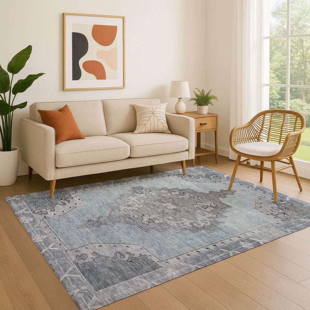 Mayfield Premium Machine Washable Abstract AMF1731 Sky 3 ft. x 4 ft. Area Rug price history on PriceWatchPro