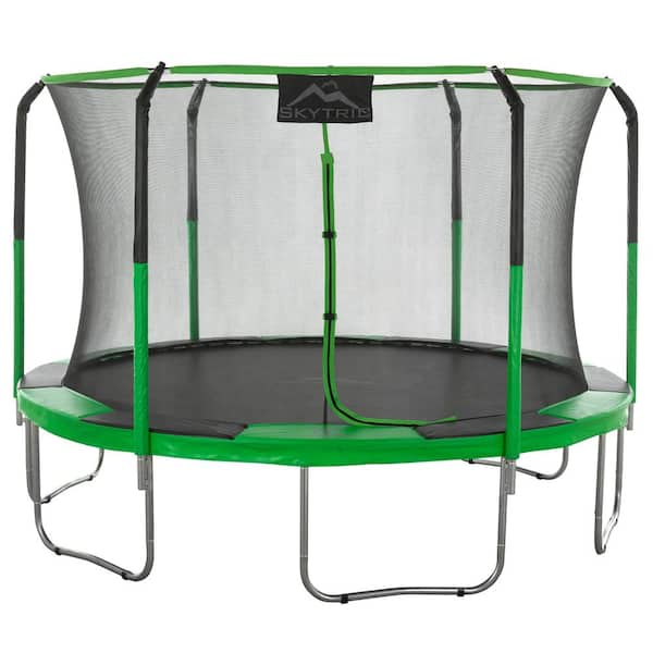 SKYTRIC Machrus Skytric 11 ft. Round Trampoline Set with Premium TopRing Flex Frame Safety Enclosure System