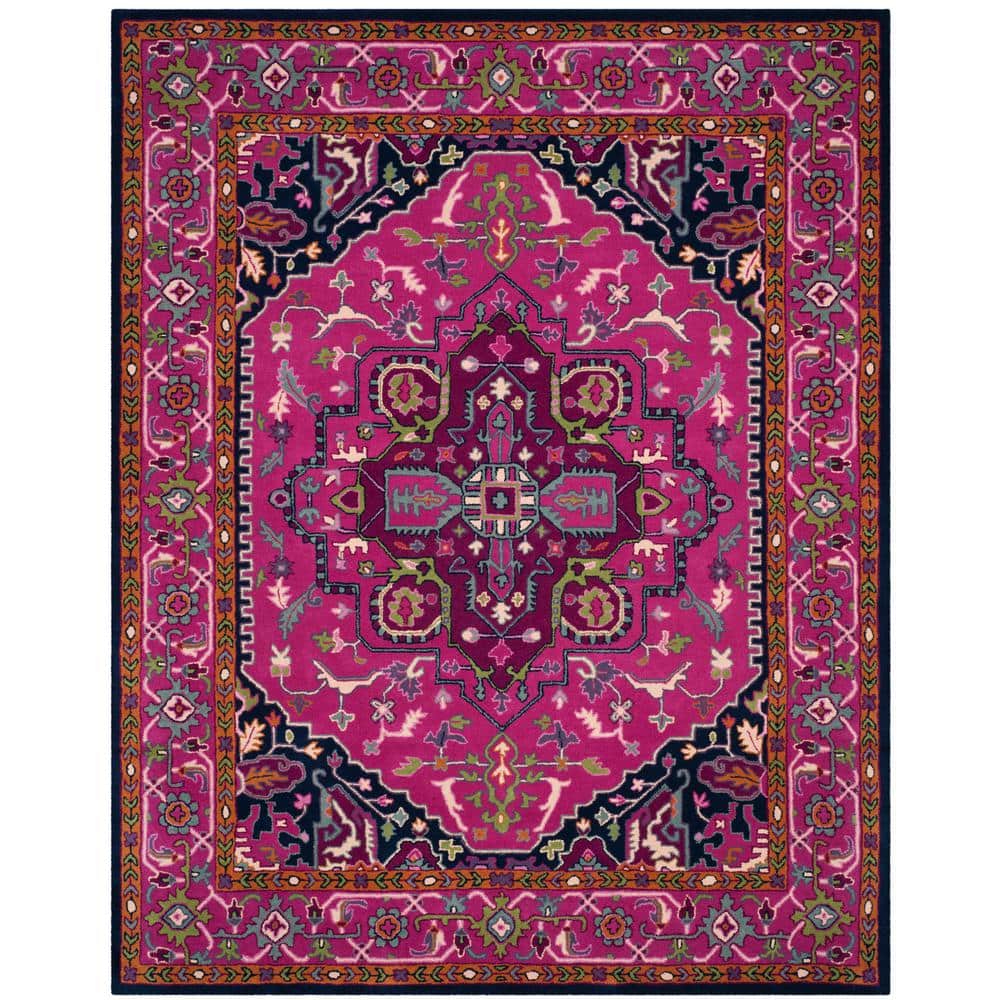 Bellagio Pink and Navy 8' x 10' Hand Tufted Wool Area Rug