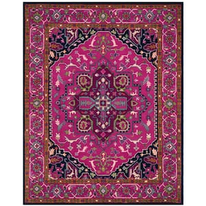 Bellagio Pink/Navy 8 ft. x 10 ft. Border Area Rug