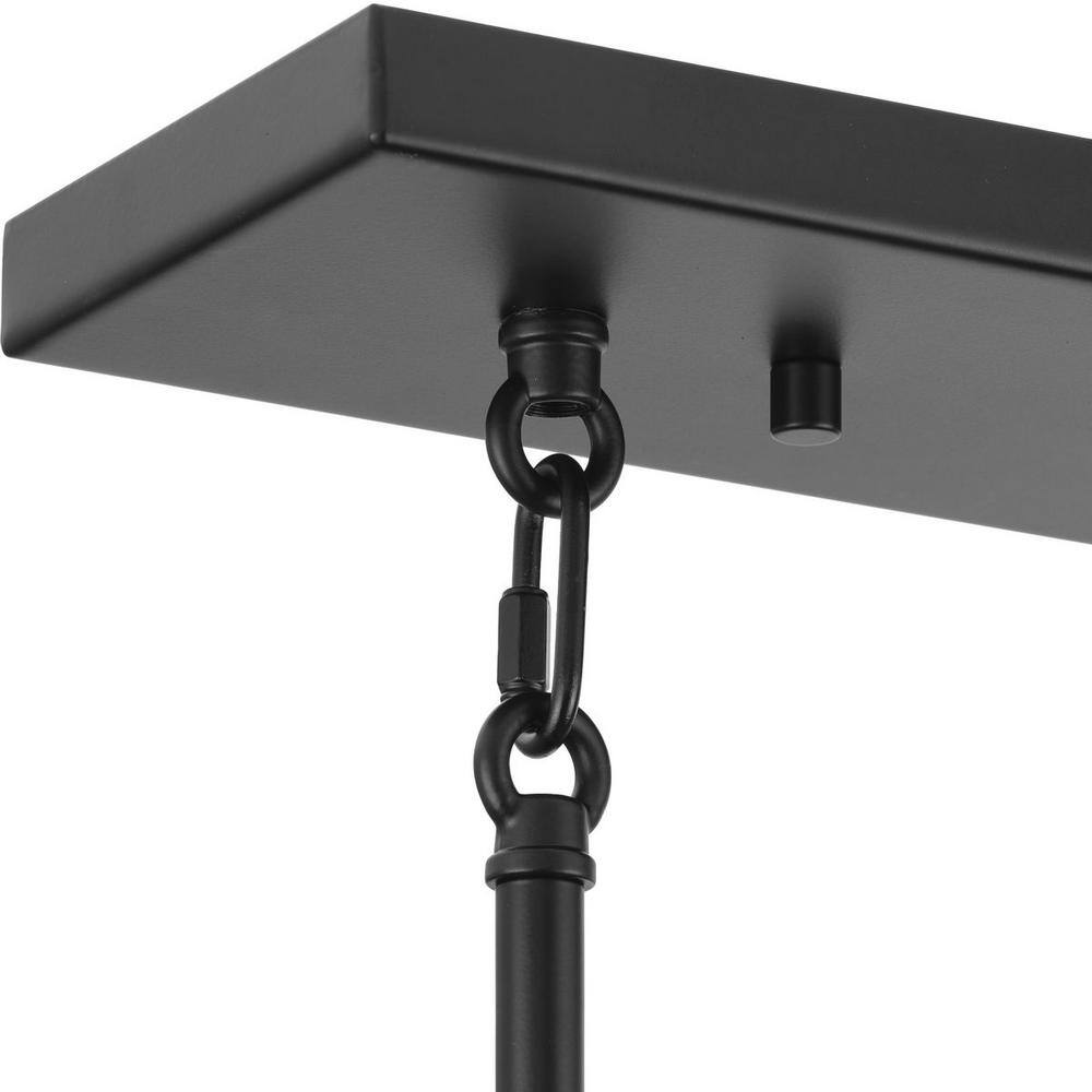 Rivera Matte Black 5-Light Linear Glass Chandelier