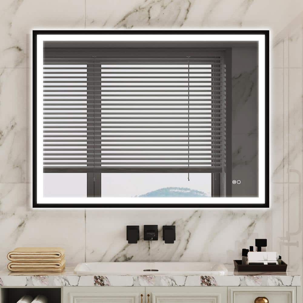 ANGELES HOME 48 in. W x 36 in. H Rectangular Aluminum Framed Backlit