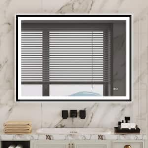 48 in. W x 36 in. H Rectangular Aluminum Framed Backlit Front Light Slope Wall LED Bathroom Vanity Mirror in Matte Black