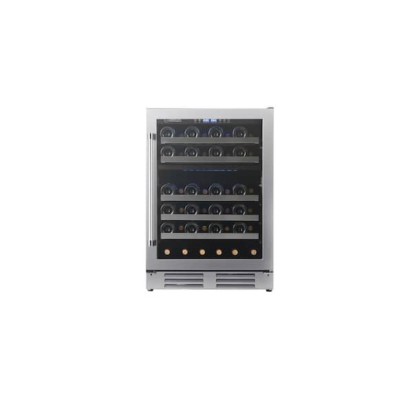 Equator Equator 52-Bottle DUAL ZONE Freestanding/Built-in Wine Refrigerator in Stainless with Reversible Door, Sliding Shelves