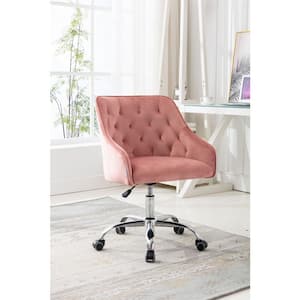 Orange Faux Leather Chair Cute Computer Task Chair with Armrest and Backrest 360° Swivel Height Adjustable