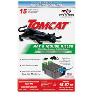 Rat and Mouse Killer Child and Dog Resistant Refillable Station, 1 Station with 15 Baits