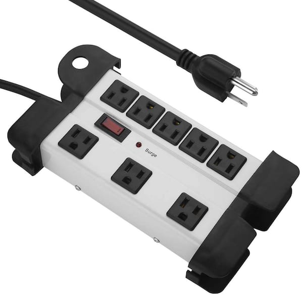 EKIEUDL Heavy Duty Industrial Power Strip 8-Outlet Surge Protector 1200 Joules 15 Amp 10 ft. Extension Cord Multiple Outlets