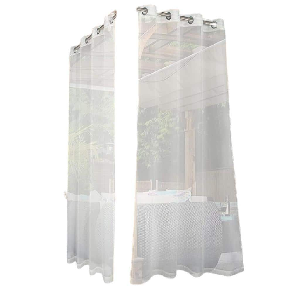 54 in. x 84 in. Sheer Outdoor Curtains for Patio Waterproof Grommet Indoor Voile Sheer Curtains, Beige (2-Panel)