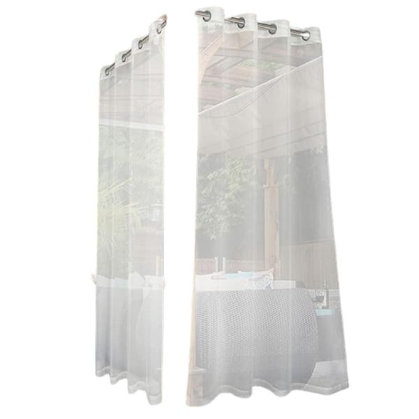 Unbranded 54 in. x 84 in. Sheer Outdoor Curtains for Patio Waterproof Grommet Indoor Voile Sheer Curtains, Beige (2-Panel)