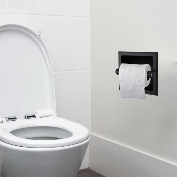 Design House Millbridge Recessed Wall Mounted Toilet Tissue Paper Holder in Matte Black 544554