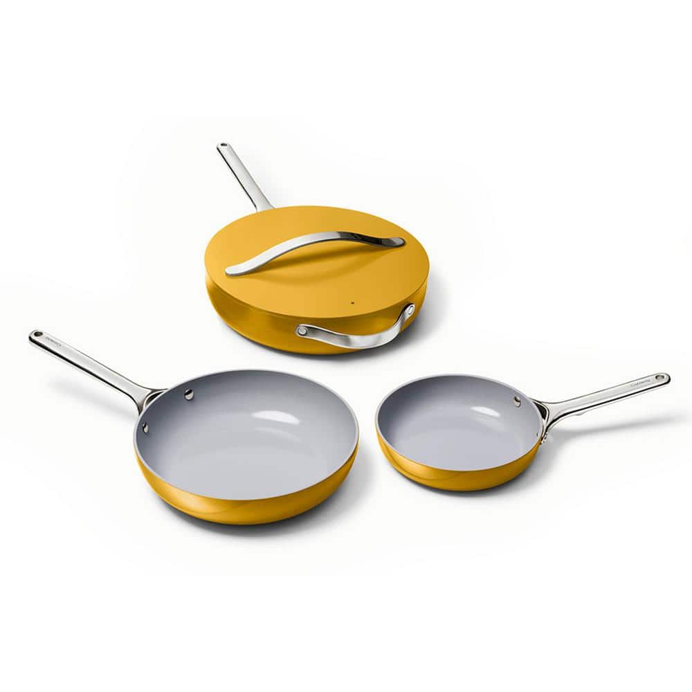 3-Piece Ceramic Fry Pan Trio Cookware Set in Marigold price history on PriceWatchPro